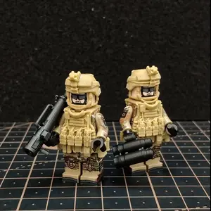 Realistic Tactical Military Minifigure - 1:36 Scale 1.6in Building Block with Full Tactical Gear & Rifle