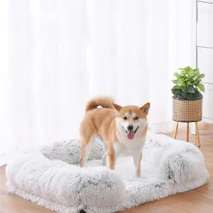 W Dog Bed Square Dog Beds Long Plush Dog Mat Beds for Small Medium Large Dogs