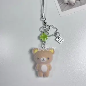 Rilakkuma Ccd Cartoon Flocked Mobile Phone Charm Cute Hanging Rope Keychain Bag Decor Surprise Gift for Girls Toy Figure