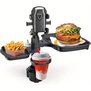 5 in 1 Car Table Tray,Mobile Phone Holder Car Cup Holder Tray ,360° Rotation Cup Holder Tray for Car,Compatible with Vehicles, Car, Road Trip Essentials
