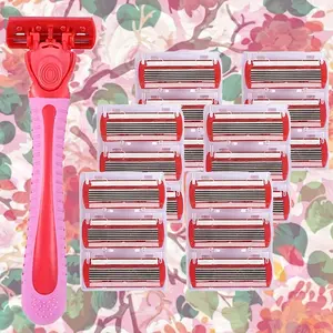 Multi-Function Women's Razor for Full-Body Hair Removal, Stainless Steel 6-Blade Flex Head, Non-Slip Handle, Battery-Free, Unscented, Ideal for Legs and Bikini Area - Premium Personal Grooming Kit