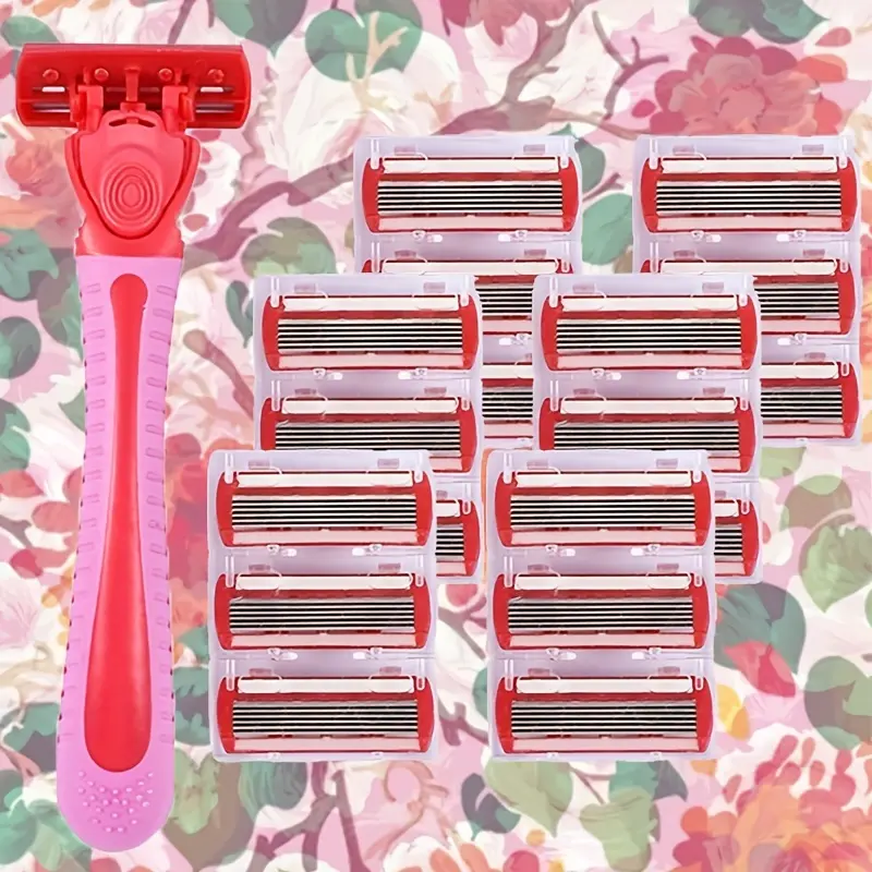 Multi-Function Women's Razor for Full-Body Hair Removal, Stainless Steel 6-Blade Flex Head, Non-Slip Handle, Battery-Free, Unscented, Ideal for Legs and Bikini Area - Premium Personal Grooming Kit