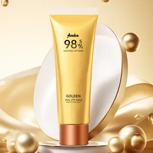Ainube Gold Foil Peel Off Mask Kit 98.5% Essence Formula Deep Cleansing Blackhead Remover Moisturizing Pore Minimizing Face Mask with Brush Luxury Skincare for Women Men Hydrating Brightening Self Care Gift Set 100g