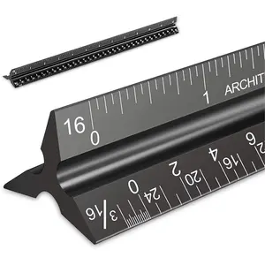 212 MAIN Architect-Type Triangular Ruler, Durable Office Measurement Tool with Multiple Scales, In/cm Dual Units, Drawing & Craftwork Assist Aid