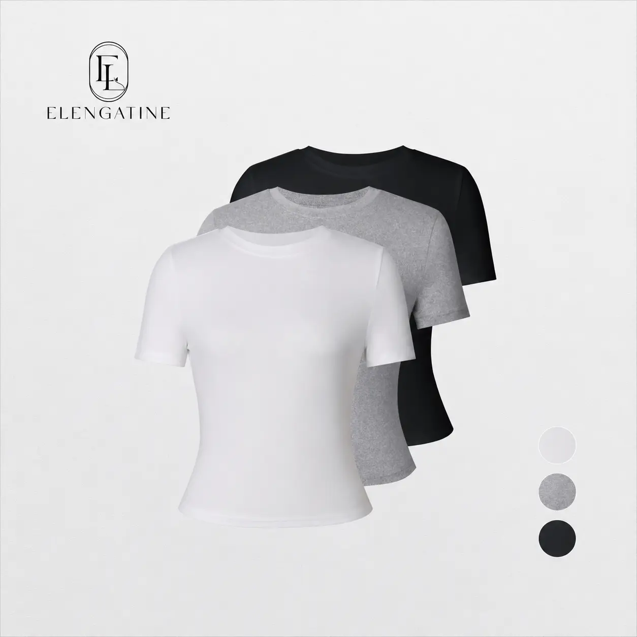 Elengatine Viral Fitted Crop Top for Women | Short Sleeve Crew Neck Stretch Tee | Soft & Breathable Fabric, Snatched Slim Fit | Minimalist Essential, Easy to Style | Perfect for Spring Summer Outfits, Everyday Wear, Street Style KBY0025