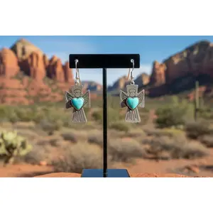 VTG Carolyn Pollack Angel & Turquoise Earrings