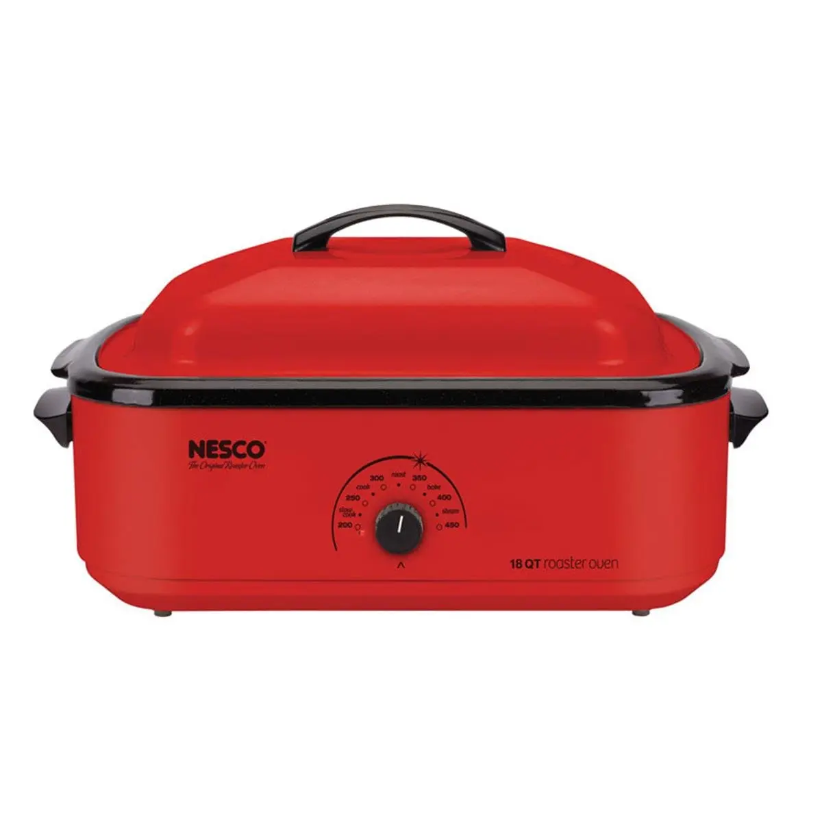 212 MAIN 18 qt. Chrome Red Porcelain Roaster Oven - 12X15x23.5" in. Large Home Oven Appliance