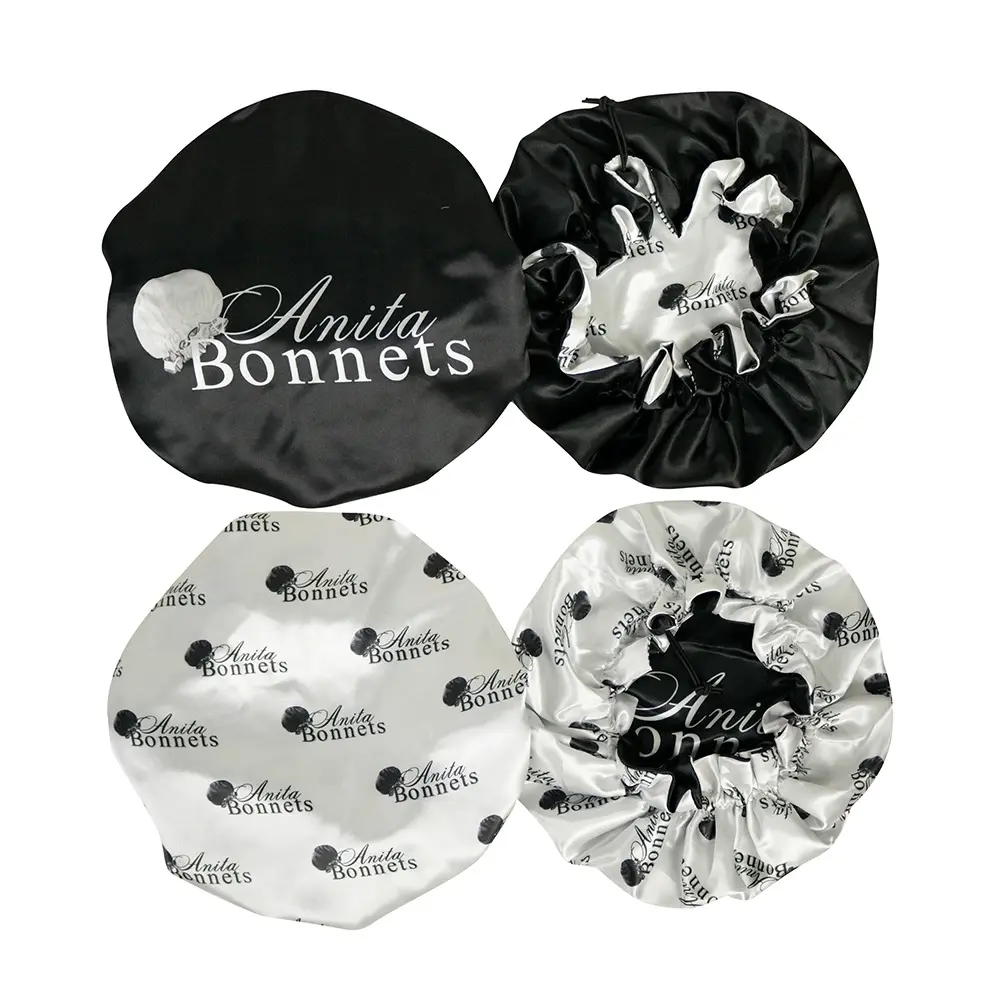Black & White Reversible Satin Bonnet