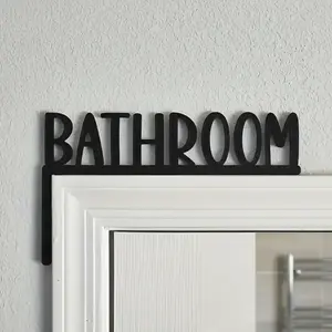 Bathroom Letter Pattern Wall Hanging Sign, Modern Simple Wall Decor, Wall Hanging Decor for Home Bathroom, Farmhouse Bathroom Door Above Sign, Hangable, Wooden Decor