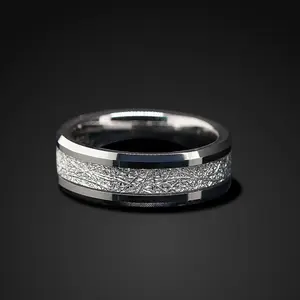 Heavy 8mm Meteorite Wedding Band Tungsten Meteorite Wedding Ring