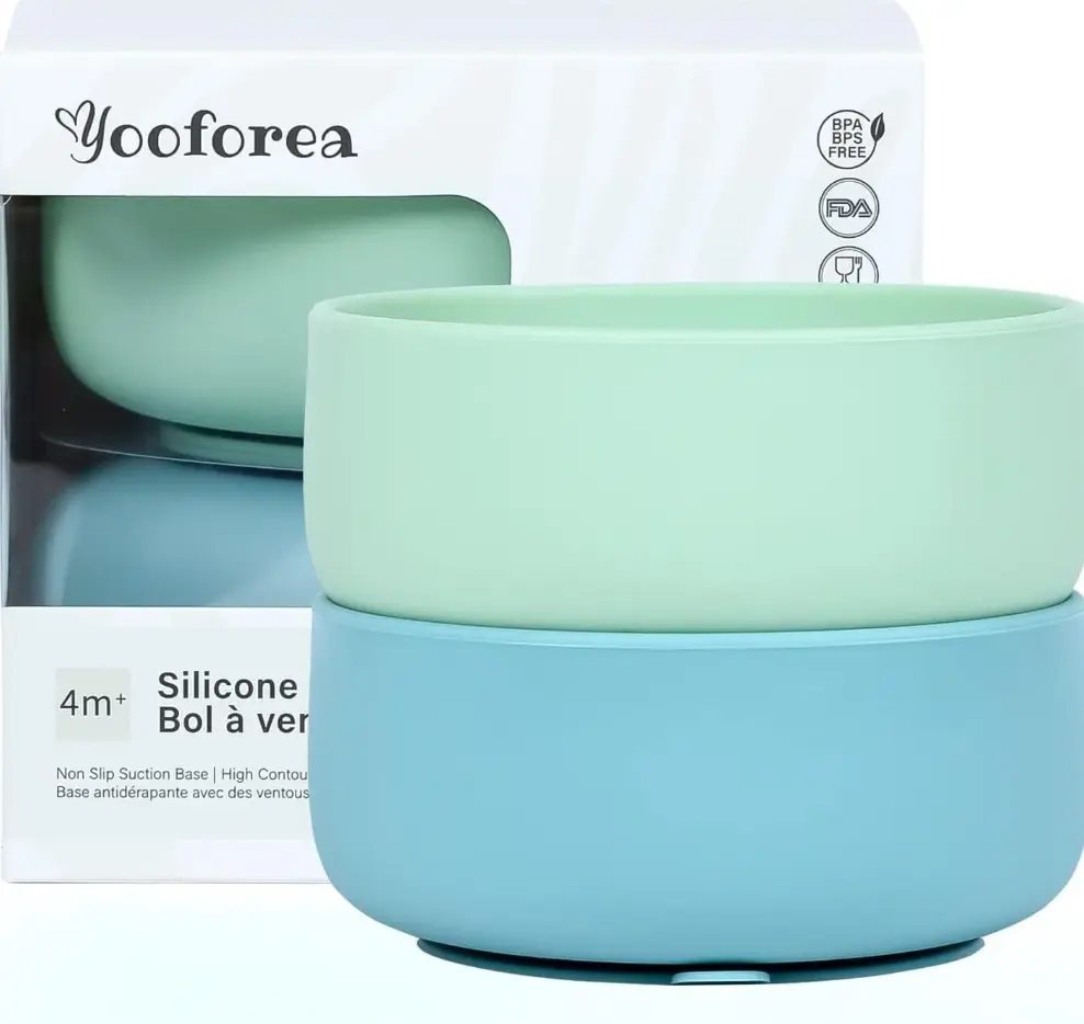 2-Pack Food-Grade Silicone Suction Food Bowls - BPA-Free, Non-Slip, Durable Household Feeding Tableware for Home Daily Use