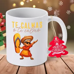 Tercalas Spanish Coffee Mug Featuring Mexican Sombrero and Spanish Text Design Hand Wash Only Ceramic Cup with Non Slip Base
