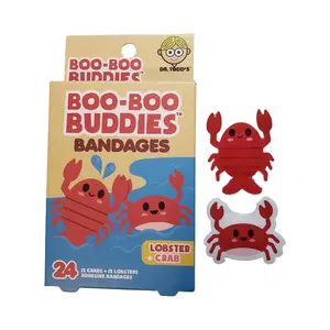 (Lobster + Crab) Boo Boo Buddies Kids Adhesive Bandages, Kids Self-Adhesive Sterile Bandages Pack for Toddler Girls & Boys, Adults First Aid, Protect Scrapes and Cuts | 24 Pcs