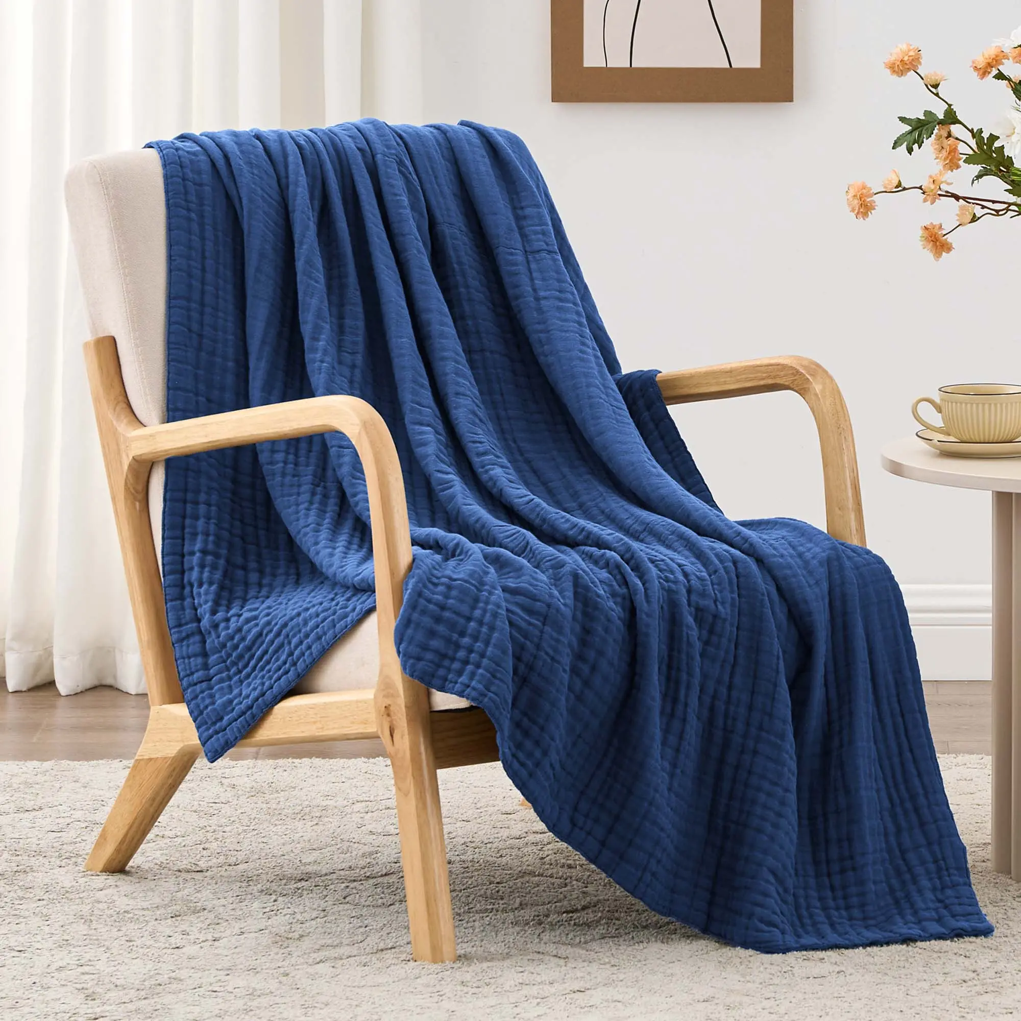 6-Layer 100% Cotton Muslin Throw Blanket - Lightweight, Breathable Cozy All Seasons Option, 4 Sizes, Multi-Color, Toddler/Adult Gift, Bedroom Sofa Bed/Couch Decor, All Seasons Blanket, Lightweight Blankets,familyfun