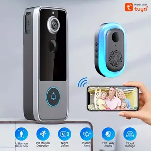 Smart video doorbell camera with AI facial recognition and motion detection, 4000mAh battery (included), 1080P HD night vision, two-way voice intercom, app control support, Home Security System, compatible with existing door frames