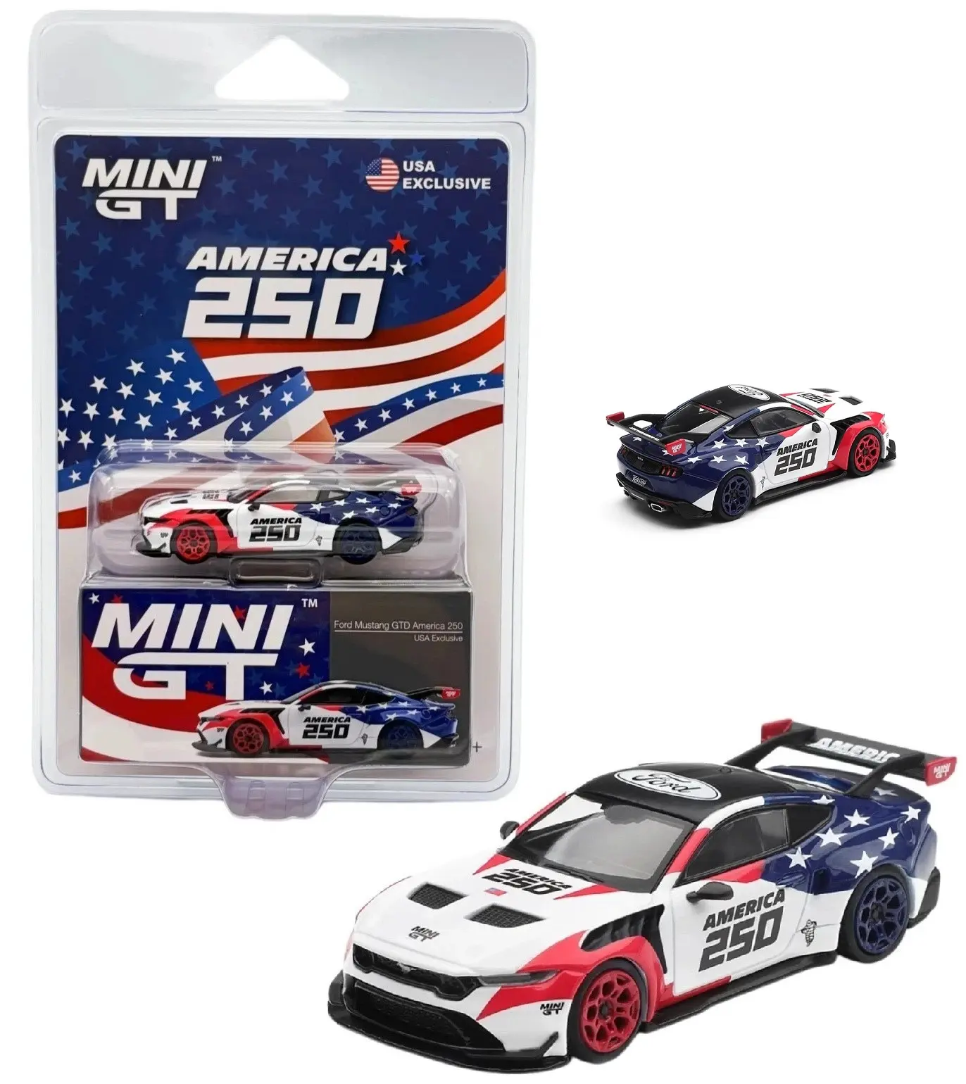 Mini GT 1:64 Ford Mustang GTD America 250 USA Exclusive LHD Diecast Car Model MGT01301-P12