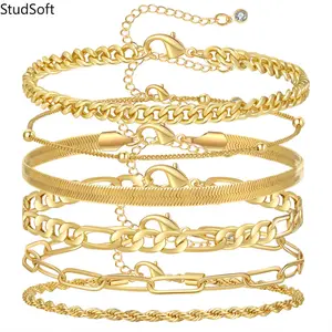 2026 New Gold Rope Bracelet — Women's Textured Stainless Steel Twisted Chain Hand Jewelry
