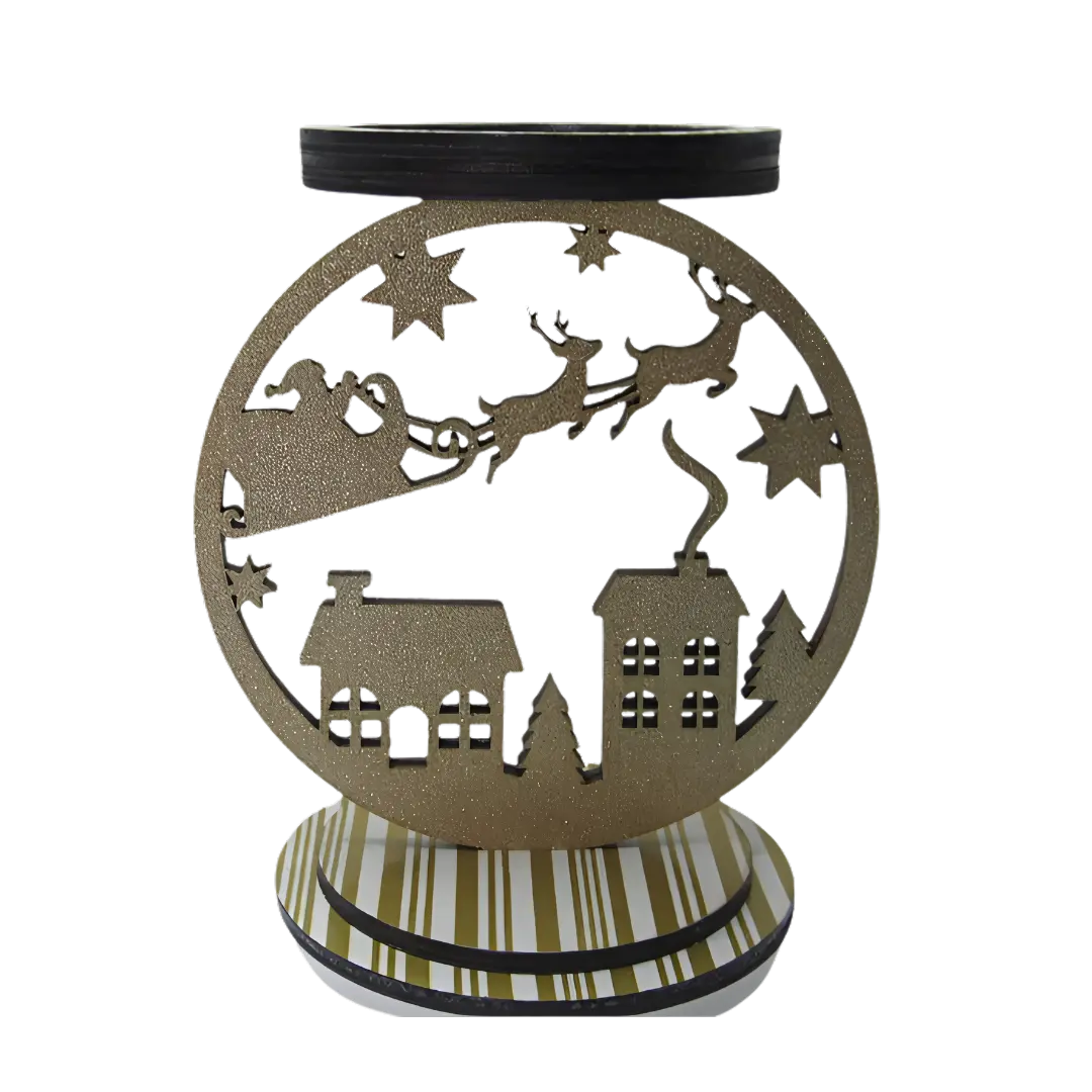 Santa Sleigh Christmas Candle Holder – 3-Wick Holiday Decor