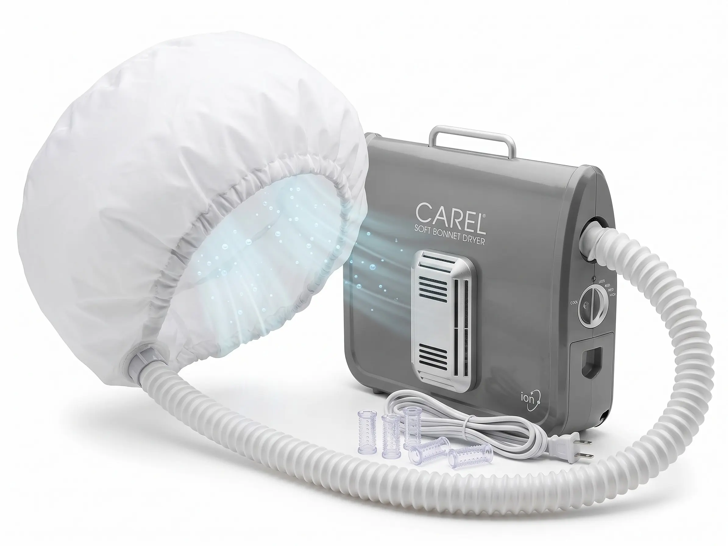 Salon Beauty Carel Ionic Soft Bonnet Hair Dryer – Hands-Free Hooded Dryer Cap for Deep Conditioning, Natural Curls & Wigs