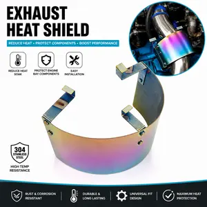 Titanium Style Heat ShieldUniversal Car Exhaust Heat Shield Cover – Stainless Steel Rainbow Titanium Style Heat Guard Protector for Intake Pipe, Turbo, Exhaust System Engine Bay Accessories#ExhaustHeatShield #NeoChrome #JDMStyle #CarMods #Performa
