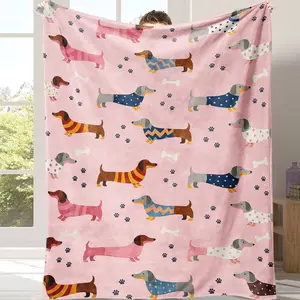 Cute Dachshund Pink Blanket – Ultra-Soft Plush Throw with Adorable Sausage Dog Patterns for Dog Lovers & Cozy Snuggles!Perfect Dachshund Gift Blanket – Cute Sausage Dog Print Soft Plush for Birthdays, Christmas & Surprises for Your Dog Loving Friend!