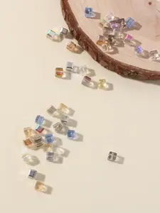 40pcs 7mm Colorful Glass Prism Cube Beads, DIY Jewelry Making Supplies, Handmade Accessories Materials for All Seasons