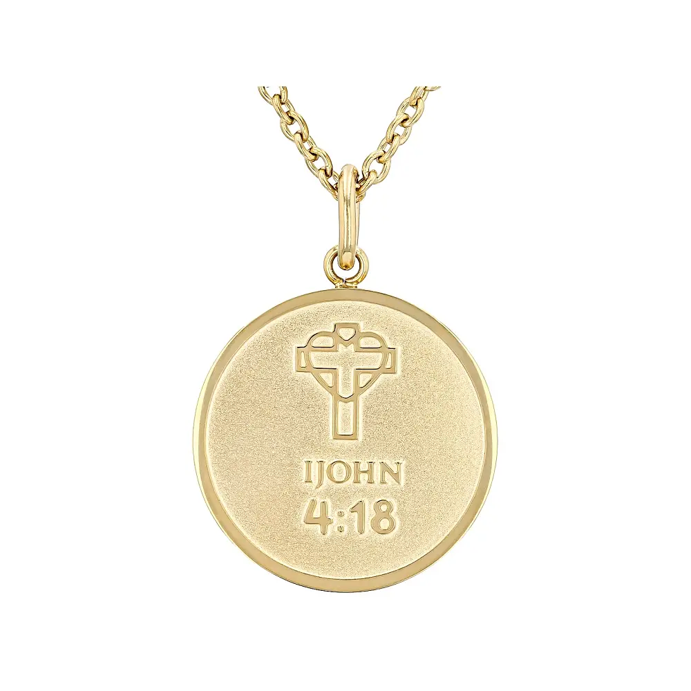 JTV 14K Yellow Gold Over Stainless Steel Bible Verse Pendant with Chain