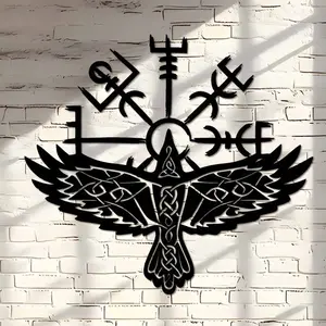 Viking Raven Metal Wall Art, Decorative Artwork, Iron Sign for Modern Home Decor, Perfect for Living Room, Bedroom, Dining Area, Unique Gift Idea, Ideal Room Decoration