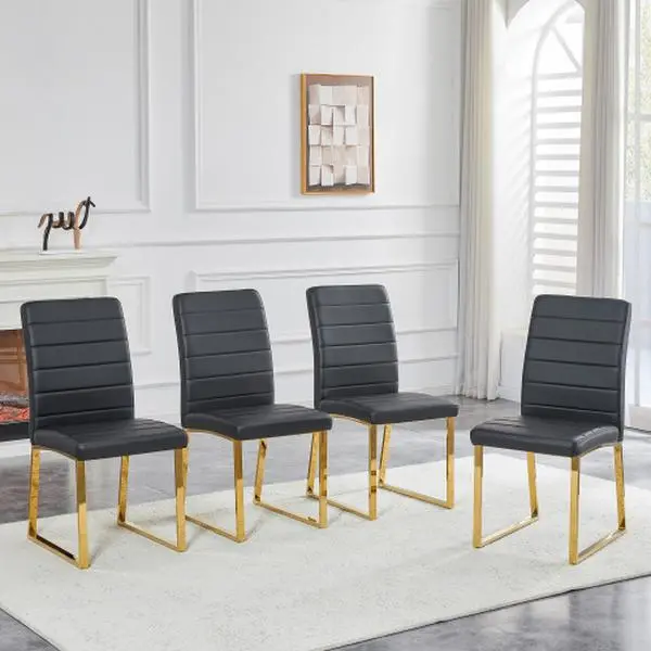 Bellemave 4-Chair Value Set, Armless Heavy-Duty PU Leather Indoor Dining Chairs with 2.1" Cushion, Iron Frame, Heavy-Duty Legs, Classic Colors for Home, Requires Setup