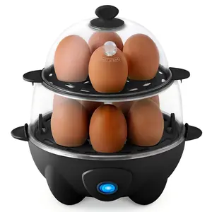 ISUNMEA Deluxe Egg Cooker - Boiler, Poacher & Steamer - Includes Measuring & Recipe Guide - Dishwasher Safe - BPA Free - Holds 12 Eggs, Black