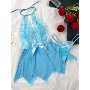 Sexy Lingerie Suit, Women's Embroidered Mesh Pajamas, Midnight Charm