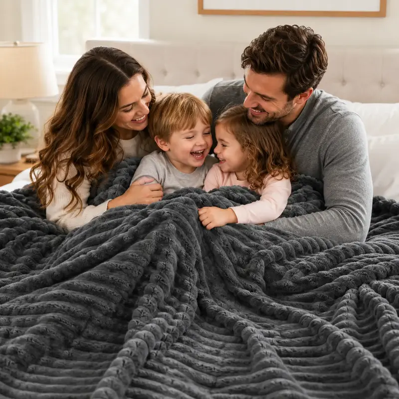 BePatio Lightweight Warm Soft Throw Blanket for Hot Sleepers - Cooling, Oversize Reversible, Full-Body Wrap, Raised Stripes 3D Airy Texture, Home Decor Blanket, Couch Naps, Cozy Warmth for Cool Evenings