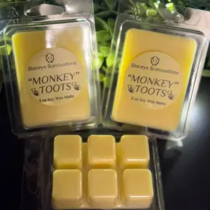 MONKEY TOOTS Wax Melts~ Monkey Farts Scent, 3 oz Clamshell, Soy, Vegan, Clean Fragrance
