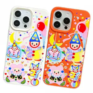 Clown Around Star Moon Balloon Costume Party Leather Phone Cases For iPhone 17 Promax Pro Air 16 Plus 15 14 13 12 11 X/XS XSMAX Shockproof Protective Cover Gift For Birthday Christmas Halloween