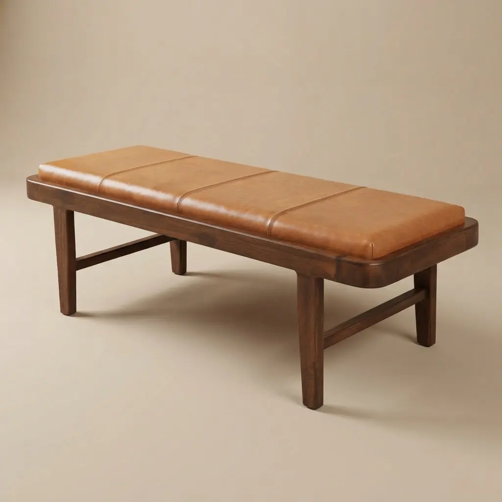 Maywood Tan Leather Bench Maywood Tan Leather Bench