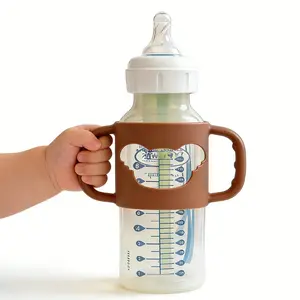 1pc silicone bottle handle with cartoon design, everyday Feeding bottle accessory, soft and flexible, suitable for most bottle necks.