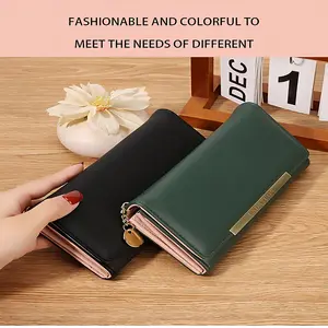 Long-Style High-Quality Two-Layer Zipper Handbag for Women, Multi-Card Slot Functional Wallet, Elegant Ladies' Purse