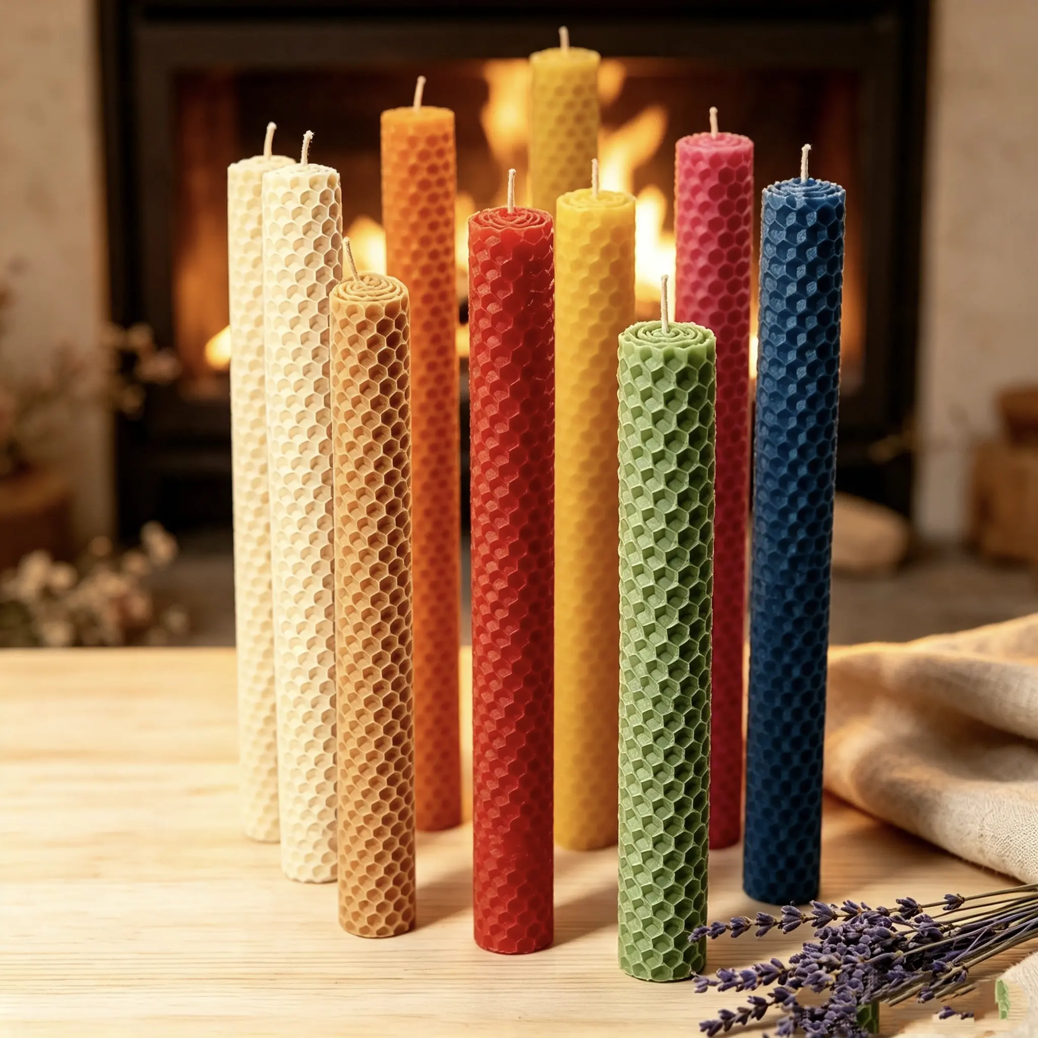 hand rolled honeycomb beeswax taper candles 18/27pcs, 20*1.5cm multi-color decorative candle sticks, atmosphere decor for indoor dinner wedding party, exquisite holiday gift matching mirabel candle holder