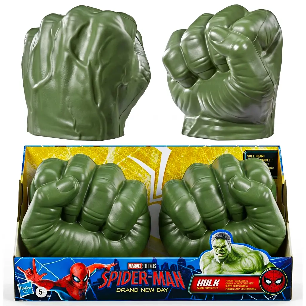 Marvel Spider-Man: Brand New Day Hulk Gamma Smash Fists, Pair of Soft Foam Role-Play Hands with Grip Bands, Costume Toy for Kids Ages 5+