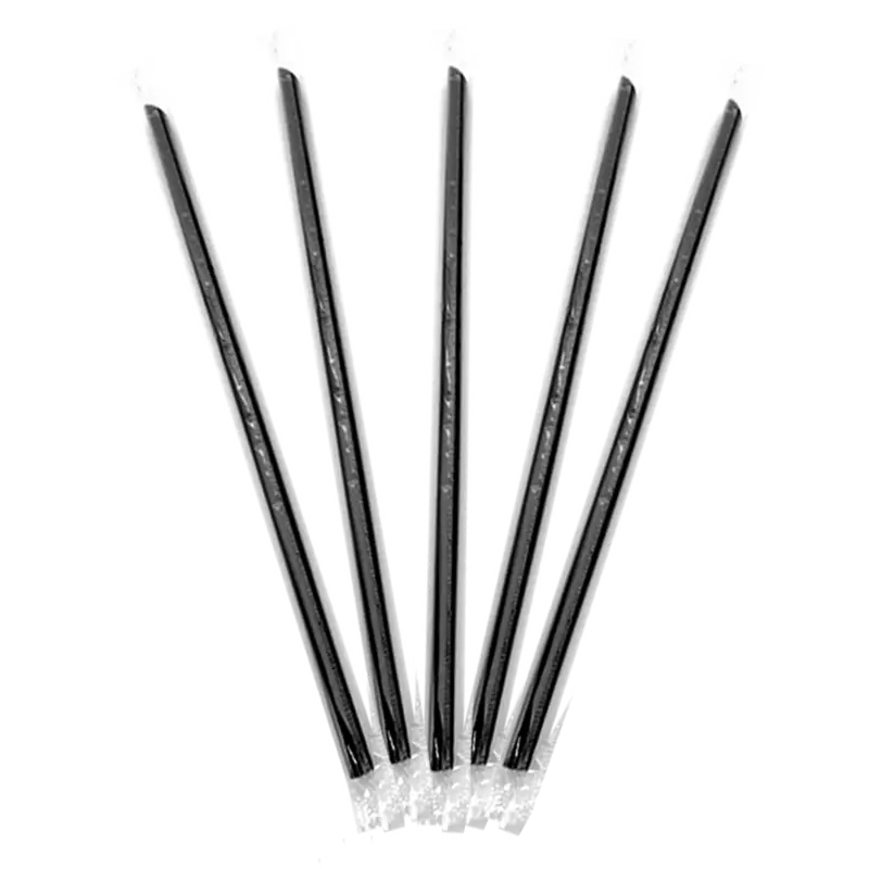 CCF Individually Wrapped PP Plastic Drink Straws - Black L9" 6MM Diameter - 2500 Pieces/Case