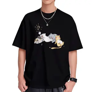 Cute Cats Napping Print Tee Shirt, Tee For Men, Casual Short Sleeve T-shirt For Summer Spring Fall, Tops As Gifts