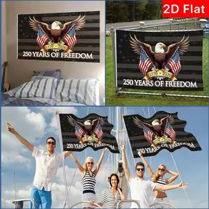 2D Flat Banner 1pc, 250th Anniversary Flag, July Fourth Memorial Banner, Freedom Pull-Up Banner, No Power Required