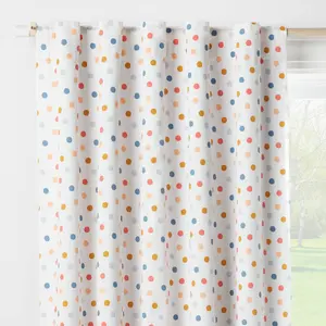 84" Blackout Dot Kids' Curtain Panel White - Pillowfort: Energy Efficient, Noise Reduction, UV Protection