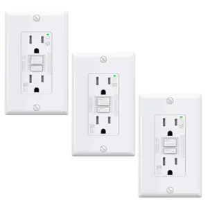 GFCI Outlets 15 Amp, Self-Test Electrical Outlet, GFI Tamper & Weather Resistant Receptacle with LED , Ground Fault Circuit Interrupters, Wall Plate Included, UL Listed, White (3 Pack)