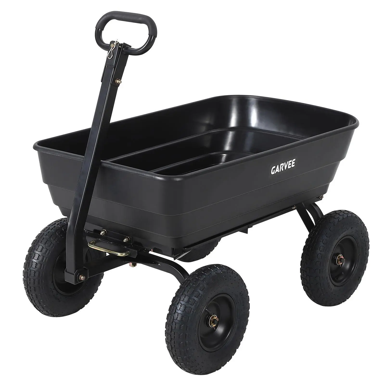 Garvee 1200lb Heavy-Duty Poly Garden Dump Cart with Pneumatic Tires - Powder-Coated Steel Frame, Quick-Release Emptying, Tool-Free Assembly, 4-Wheel All-Terrain Stability