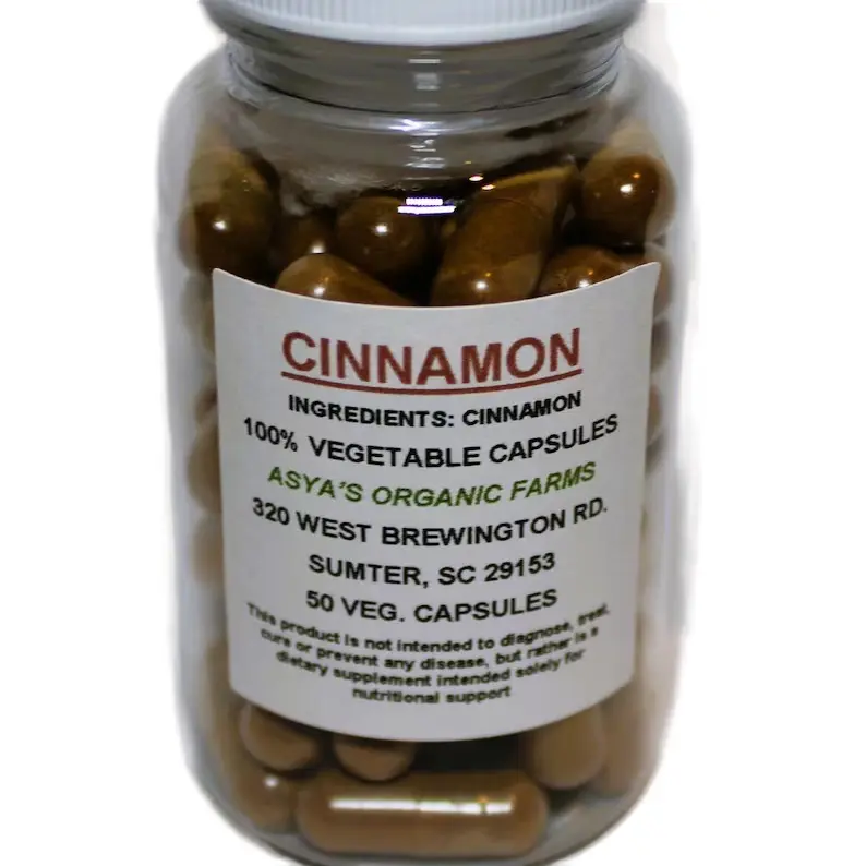 Cinnamon 50 500mg Organic Capsules - 100% Vegetable Capsules Supplement