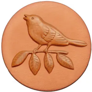 192 Song Bird Rycraft 2" round Cookie Stamp with handle and glaze, for decorating cookies and fondant as well as paper and clay crafts. Handmade in the USA since 1968.