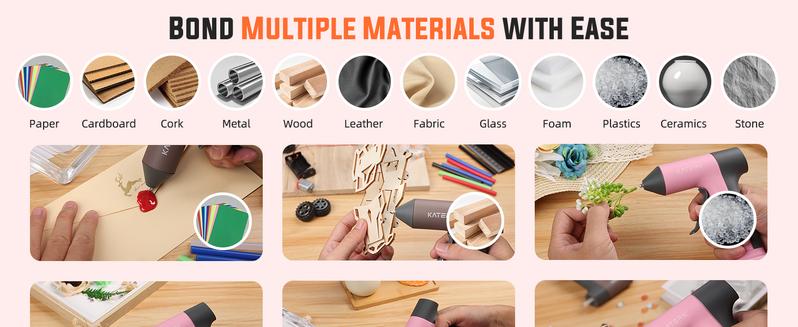 Katerk Cordless Hot Glue Gun Kit, 30s Fast Heating, Mini Glue Gun with 20 Glue Sticks, Compact & Portable with 2500mAh Built-in Battery, Auto Shut-Off, Ideal for DIY, School Crafts & Repairs