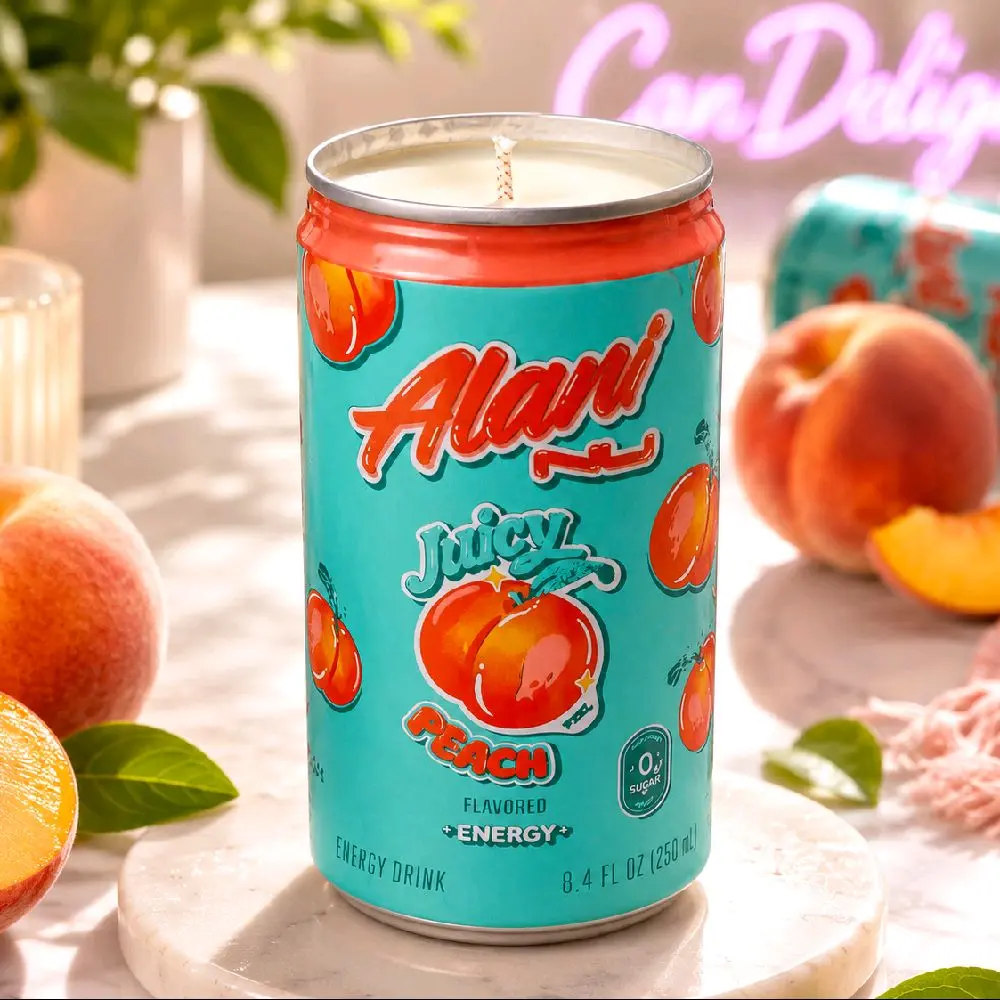 Peach Energy Drink Can Candle | Hand-Poured Soy Mini Candle | Repurposed Aluminum Can | Peach Fragrance | CanDelight