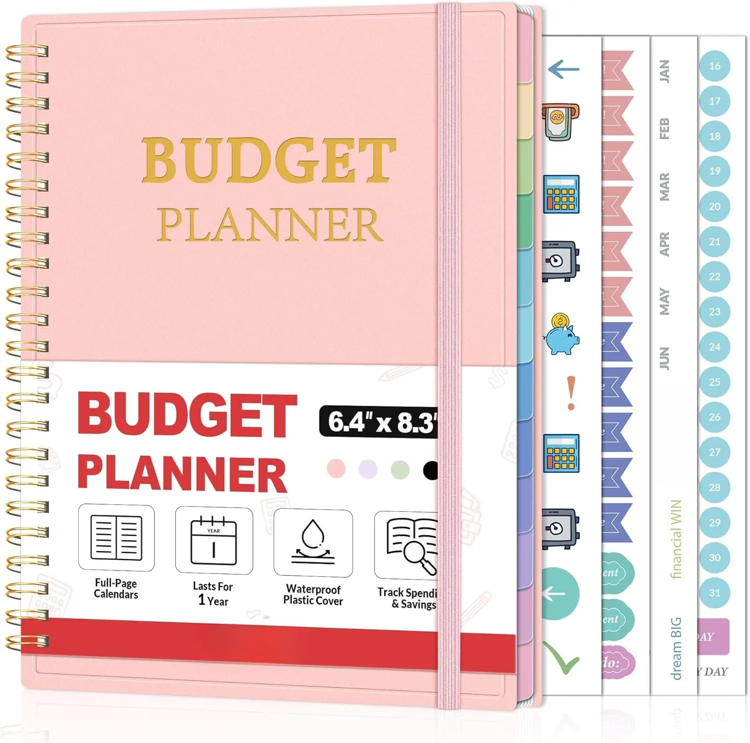 Budget Planner - Monthly Budget Book with Expense  Notebook, Undated 12 Month Bill Organizer & Finance Planner to Manage Your , A5(6.4" x 8.3") Account Book with Colorful Tab,